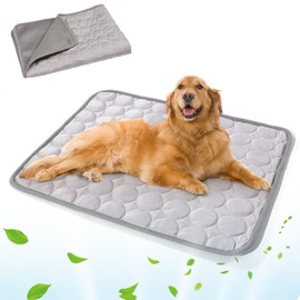 Cooling Mat Dogs, Pet Cooling Mat, Dog Cooling Mat for Dogs and Cats, Self-Cooling Mat for Pets, Summer Pet Ice Pad, Abrasion and Bite Resistant, Natural Cooling, Outdoor and Car (Grey 100 x 70 cm)
