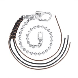 Ahiller Biker Key Wallet Chain - 25" Stainless Steel Ball Bead Pant Belt Pocket Punk Chains with Long Tassel Pendant Decoration for Men Women (LSZL-Silver-BK-1P)