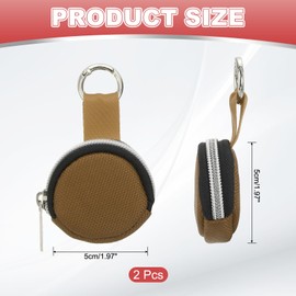 uxcell 2pcs Portable Ring Organizer Case with Keychain, Anti-Lost Traveling Ring Holder Storage Bag for Mini Necklace Earrings Jewelry, Brown
