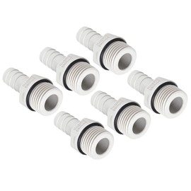 QUARKZMAN 12mm Barb to G1/2 Male Thread Pipe x 6pcs PVC Straight Barb Hose Pipe Fitting for Air Water Fuel Pneumatic Hose White