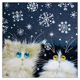 Kim Haskins Cat Christmas Greeting Card - SNOWFLAKES