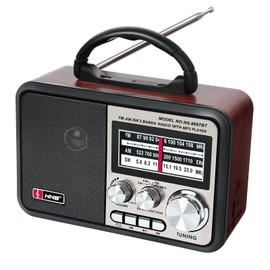 Retro Vintage Radio, Portable AM FM Radios Stereo Speakers USB Charging, Transistor Shortwave Radios Support Bluetooth Speaker,TF Card (Coffee)
