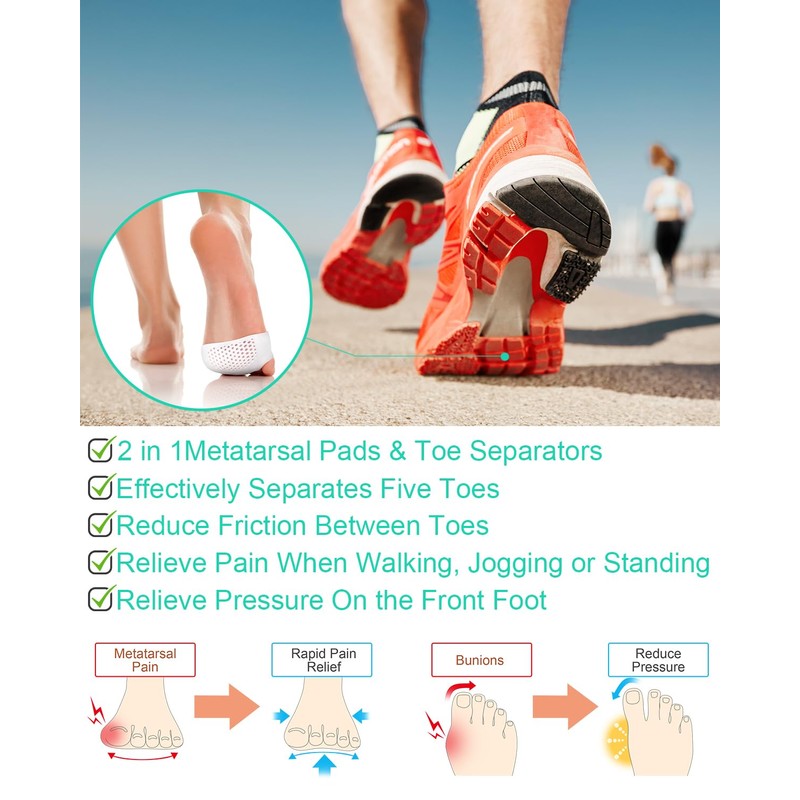 PGRODE 3 Pairs Metatarsal Pads Toe Spacers Separators for Bunion