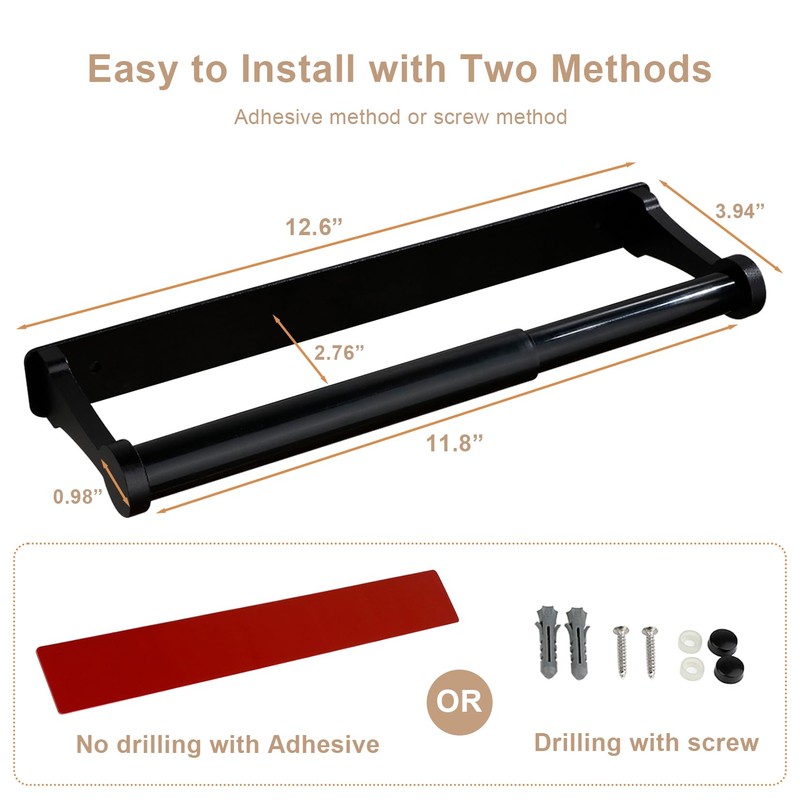 Paper Towel Holder Under Cabinet - Adhesive or Wall Mount