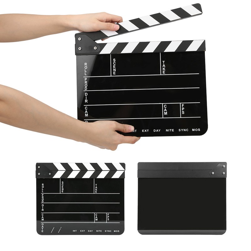 30x25CM Acrylic Clapperboard Professional Movie Film Action Clap Director Photography