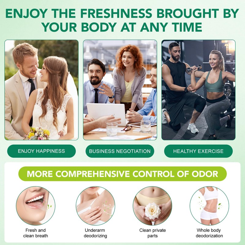 Chlorophyll Body Deodorizing Supplement for Digestion/Gut Health Support, Internal Deodorant