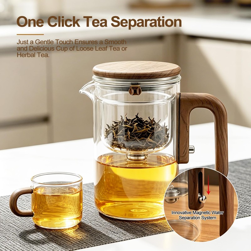Magic Glass Teapot with Infuser, 24oz (700ml) Heat-Resist Boro Glass