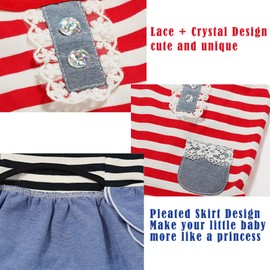 Dog Dresses for Small Dogs Girl Chihuahua Pet Denim Dress Cute Stripe Tshirt Skirts Yorkie Princess Skirts Doggie Lace Tutu Summer Spring Clothes for Cats Puppy Birthday