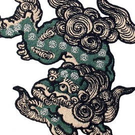 Komainu Guard Dog Embroidered Badge Iron on or Sew on Patch