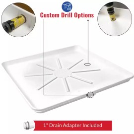 All washing machines with a footprint less than 28 x 30 inches 28 in. x 30 in. Plastic Washing Machine Pan with 1 in. Drain Adapter NEW