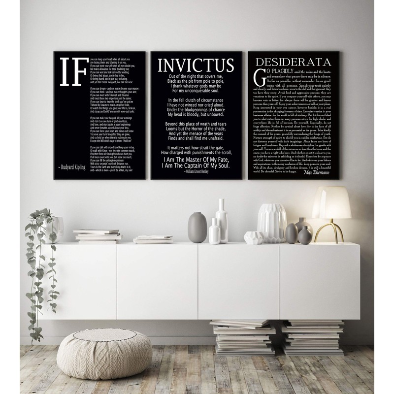 Wallbuddy If Poem Invictus Poem and Desiderata Inspirational Poems Set