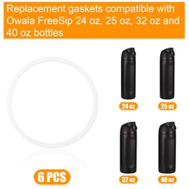 6pcs Water Bottle Sealing Ring Replacement for Owala FreeSip, Silicone Lid Seal O Ring for Owala Water Bottle 24/25/32/40 oz, Rubber Lid Gasket Replacement Bottle Accessories for Owala (White)