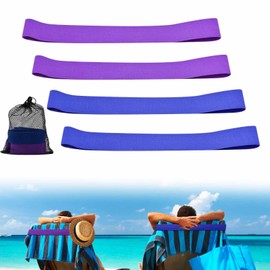 4 Pack Towel Bands, Towel Holder Towel Craber for Beach Chair, Towel Clips for Pool Chair, Pool & Cruise Chairs, The Better Towel Chair Clips Beach Towel Clips (2 Pcs Blue + 2 Pcs Purple)