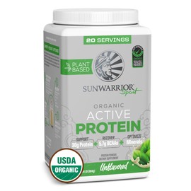 Sunwarrior Organic Plant Based Protein Powder | Vegan Organic Protein Powder with BCAA Amino Acids Plus Recovery Minerals & Botanicals | Non-GMO Soy Dairy & Gluten Free (Unflavored, 20 Servings)
