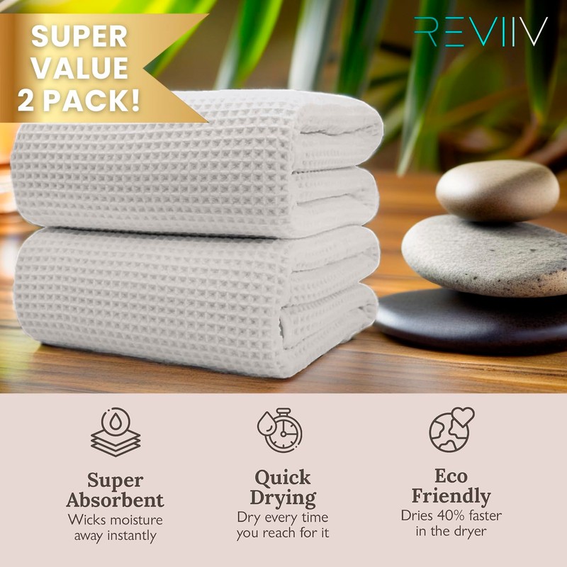 REVIIV Sauna Blanket Towel Insert - 2 Pack Light Grey