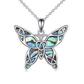 YAFEINI Celtic Butterfly Necklace for Women Sterling Silver Abalone Shell Butterfly Pendant Necklace Jewellry for Girls (butterfly)