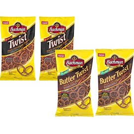 Bachman Original Twist Pretzels 10 oz. Bag- Brick Oven, Flame Baked (Variety 4-Pack)