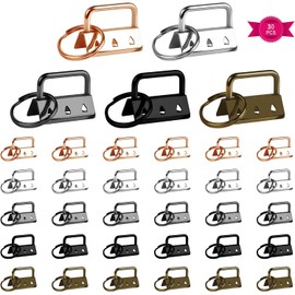 Bigxin Lanyard Blanks, Pack of 30 Clamp Clasp Pendants with Key Ring, Tool Pliers Making DIY Lanyards, Wristlet Hardware for 32 mm Wide Webbing Bag (5 Colours)