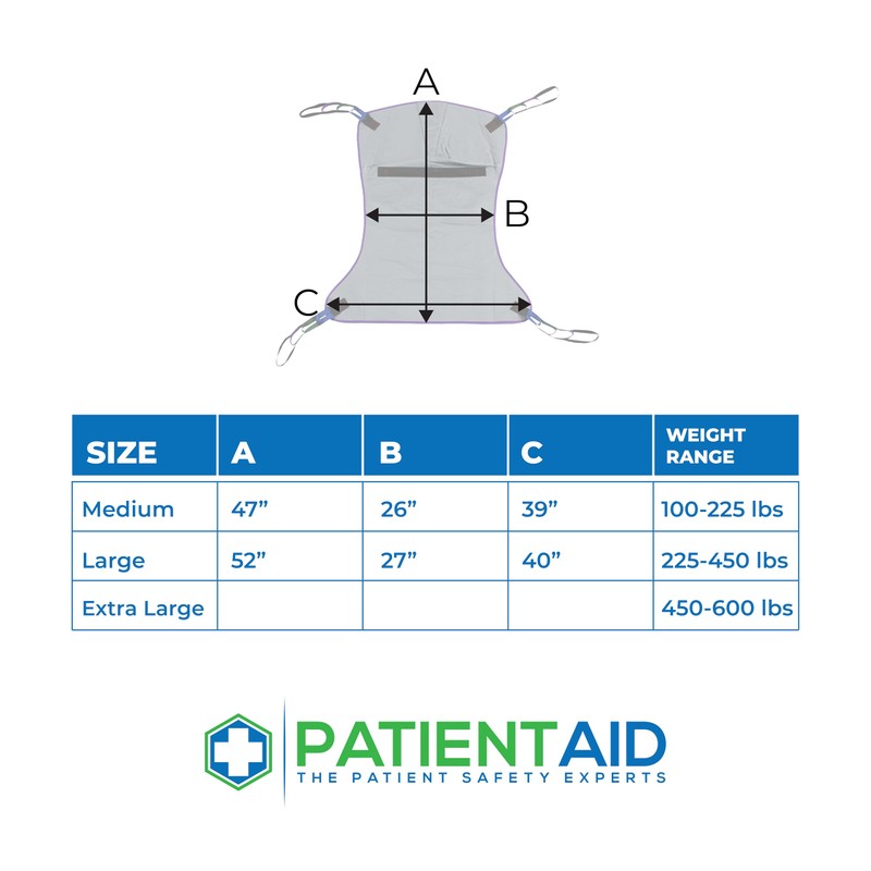 Patient Aid Full Body Solid Fabric Lift Sling - Soft