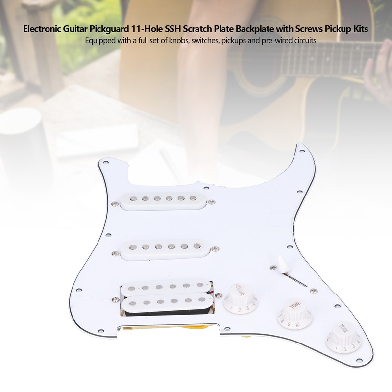 Electronic Guitar Pickguard 11‑Hole SSH Scratch Plate Backplate with Screws