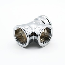 DOJA Barcelona Chrome-plated brass T-piece, 3/4 inch, brass distributor for irrigation systems, adapter for radiator pipes, drip sleeve, compressed air, gas regulator/water pipe adapter
