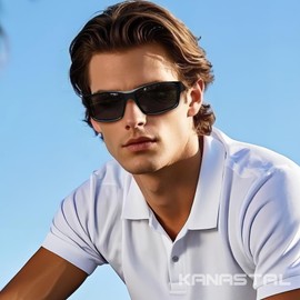 KANASTAL Men's Sunglasses, Polarized Sports, UV 400, UV Protection, For Driving, Fishing, Bicycle, Outdoors, Ultra Lightweight, Stylish, A1 Matte Black Frame/Black Lens, Free size