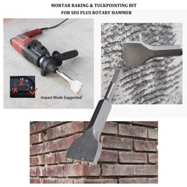 ACTINTOOL 6 1/8 in. x 1 1/2 in. Sds Plus Mortar Raking Chisel, Mortar Joint Removal SDS Plus Chisel Bit, Sds Plus Tuckpointing Tool(Pack of 2)