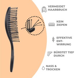 Ninabella Mini Hair Brush without Pulling, Brush for Travel, Detangling Brush for Dry and Wet Hair, Detangler Brush, Extensions Brush, Hair Brush, Black