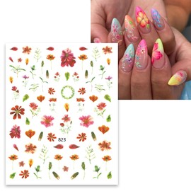 6 Sheets Flower Nail Art Stickers 3D Self-Adhesive Yellow Charming Daisy Nail Decals Spring Summer Nail Art Supplies for Art Decoration for Women Girls DIY Perfect Nail Accessories Acrylic Nails Decor