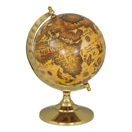 Sea Club Globe on Brass Base, Tarnish-Resistant, Diameter 15 cm, Height 23 cm