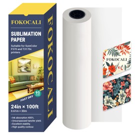 FOKOCALI 95gsm 24in x 100ft Dye Sublimation Paper for SureColor F570 Printer, Fast Dry Dye-Sublimation Paper Roll 2" Core
