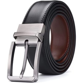 Mens Reversible Leather Belt, Wetoper Leather Belts for men 1.3" Wide with Rotated Buckle, Great for Jeans,Casual & Business Work (blcak & brown, waist size37-40 inch)…
