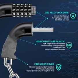 Looxmeer Bike Lock Heavy Duty (12 Colors), 90cm 5-Digit Combination Bicycle Chain Lock High Security, Resettable 100,000 Codes Cycling Lock for Bicycle, Motorcycle, Scooter, Door, Gate Fence