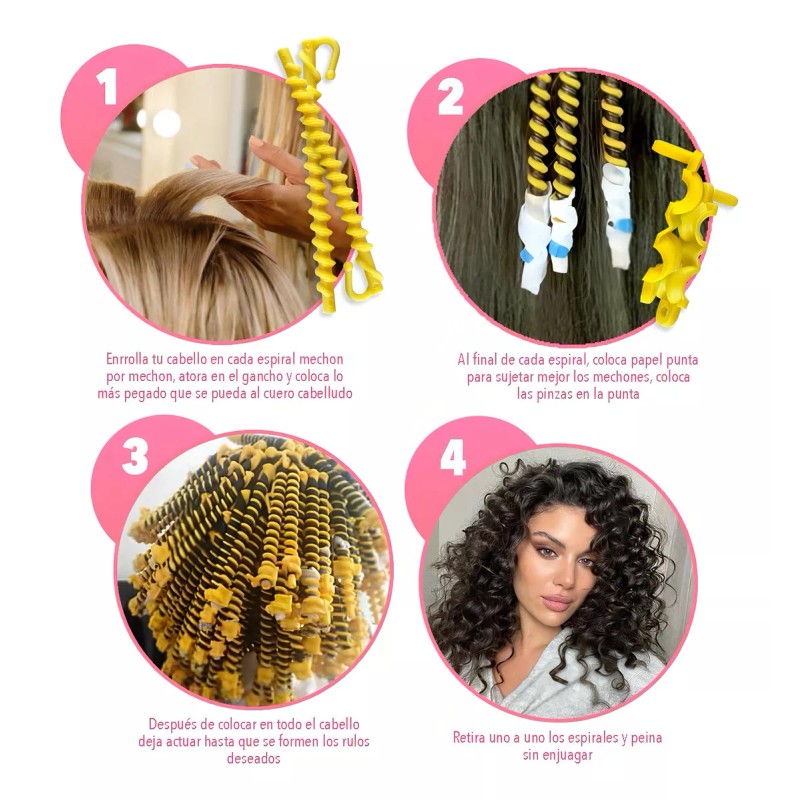 STYLIST Espiral Amarillo Para Rizos Permanentes Paquete Con 24 Pzas