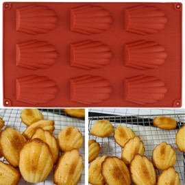 EPYHREHM 9 Cavity Madeleine Pan Silicone Molds Shell Chocolate Mold For Chocolate Candy