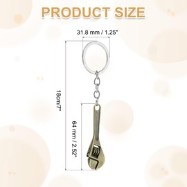 PATIKIL Mini Spanner Wrench Keychain, 2 Pcs Multifunctional Hardware Tool Key Chain Creative Convenient Pocket Tools Keychain for Wrench Spanner Claw Key Ring, Bronze