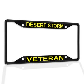 Fastasticdeals Metal Insert License Plate Frame Desert Storm Veteran A Weatherproof Car Accessories Black 4 Holes Solid Insert