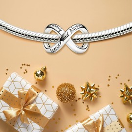 Ruaidhra Sterling Silver Charms Pendant, Infinity Friendship Family Heart Charms, Charms for Bracelet Necklace, Charm Clip Stopper Bead Charms for Women, Sterling Silver