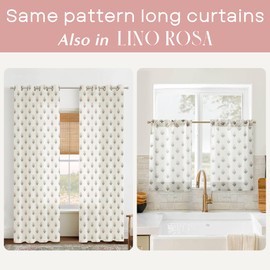 Small Window Curtains for Kitchen,Sheer Green and Pink Short Cafe Half Curtains for Nursery Girls Bedroom Baby Kids Room 2 Panel Sets