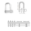 6mm Flat Shackles Stainless Steel A4-Marine Grade (316) - for