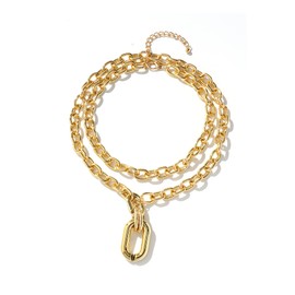 Chunky Gold Necklace for Women Layered Gold Silver Necklace Chunky Link Chain Necklaces Punk Thick Necklace Statement Necklaces Jewelry Gifts (Gold)