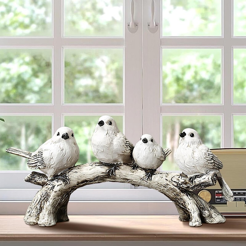 Bird Figurines - Animal Bird Ornaments,Standing on Branch Home Decoration
