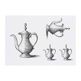 4 x 'Vintage Coffee Pot' Temporary Tattoos - Water Resistant, Skin-Safe, Non-Toxic Transfers, Mixed Sizes (TO00083726)