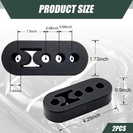 Prywog 2 PCS Car Exhaust Pipe Hanger Rubber Insulation Bushing, Car Adjustable Tail Pipe Hanger, Car Tail Pipe Muffler, Universal for Most Cars (Black)