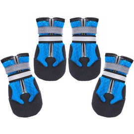 Dimicoo Breathable Mesh Dog Boots Nonslip Soft Rubber Sole Dog Shoes for Daily (Pack of 4)