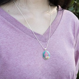 GRAPHICS & MORE Care Bears Cheer Bear 1" Pendant with Sterling Silver Plated Chain