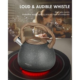 POLIVIAR Stove Top Kettle, Stainless Steel Stovetop Kettle 2.7 L, Audible Whistling Kettle, Tea Kettle Anti-Rust and Anti Hot Handle, Suitable for All Heat Sources