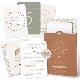 40 Milestone Cards Baby - Inspirational Milestone Cards Set Including Gift Box - for Girls and Boys - Hello You Rainbow