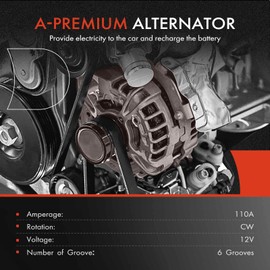A-Premium Alternator Compatible with Subaru Impreza 2012-2014, XV Crosstrek 2013, XV Crosstrek 2014, H4 2.0L, 12V 110Amp Clockwise 6-Groove Pulley, Replace# A002TL0291, 23700-AA720