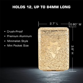 ONEONTA Metal Case Vintage Case - Front Pocket Carrying Case - Premium Storage Box for Women and Men Gift, Holds 12, up to 84mm, Gold